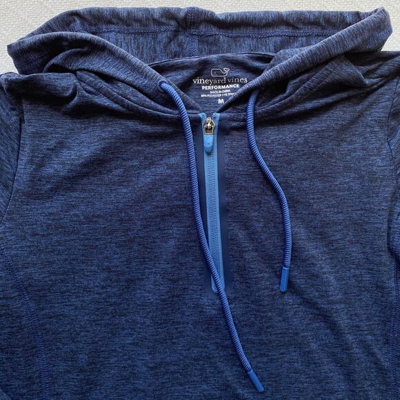 Vineyard Vines Performance Quarter-Zip Hoodie Brushed Fleece Pull Over Blue - Picture 6 of 10